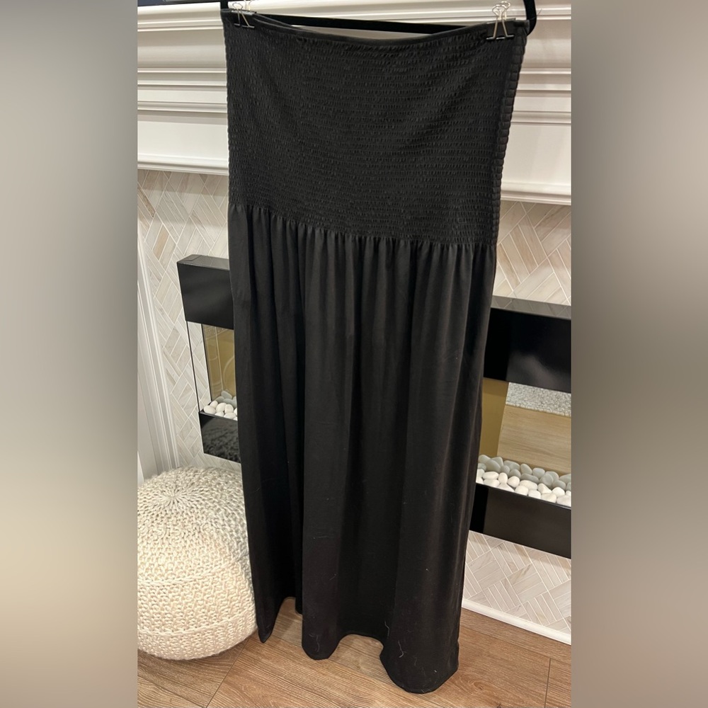 NWOT Black Tube Top Strapless Rouched Gathered Top Maxi Dress Size 4X 51” Length